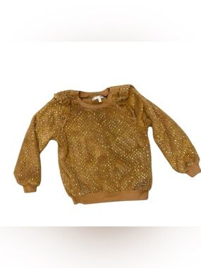 🛍️3 for $25🛍️ Tahari Girl Size 6 Fuzzy Sweater Gold Sparkle Cozy Pullover Kids